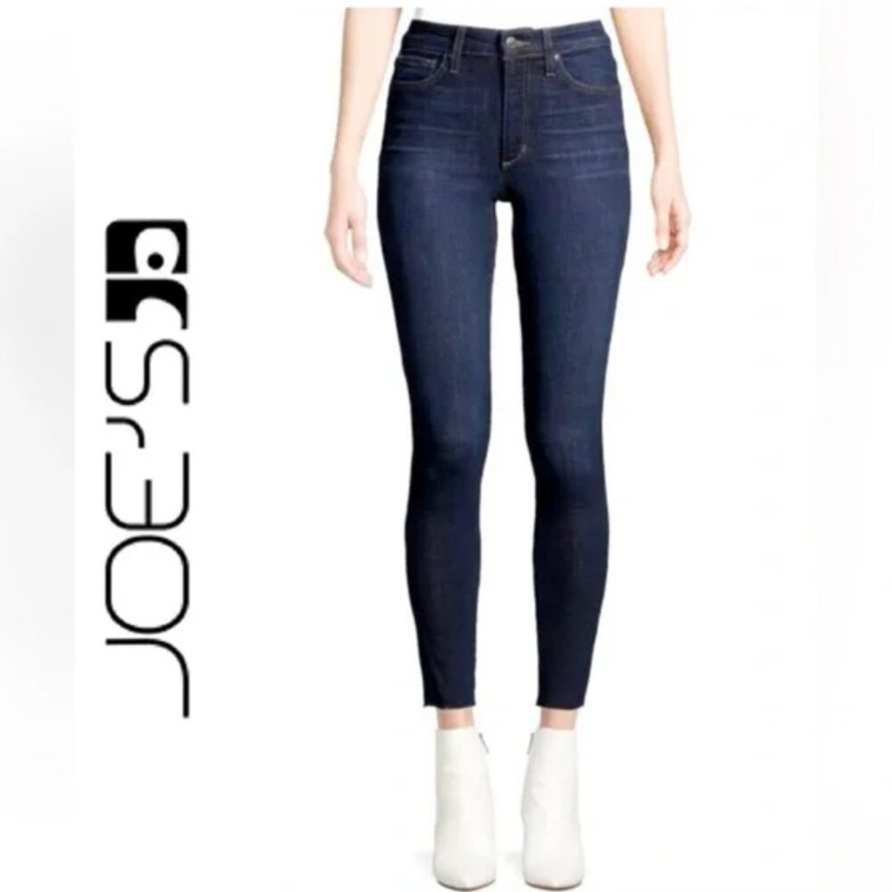 Joe's Jeans High Rise Skinny Ankle Jeans Formosa Raw Hem 25 Dark Wash Stretchy